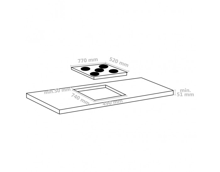 Sonata Керамичен плот с 5 котлона, сензорен контрол, 77 см, 8500 W