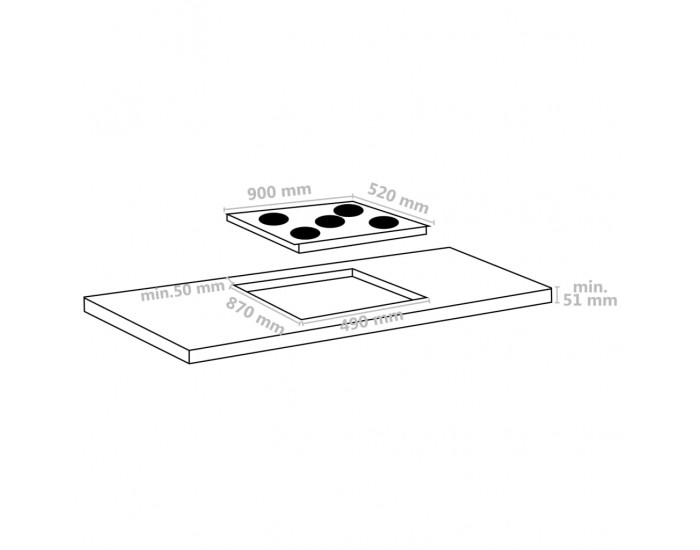 Sonata Керамичен плот с 5 котлона, сензорен контрол, 90 см, 8500 W