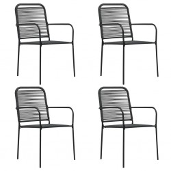 Sonata Градински столове, 4 бр, памучно въже и стомана, черни - Градински столове