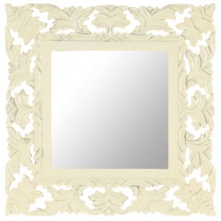 Sonata Ръчно резбовано огледало, бяло, 50x50 см, мангово дърво масив - Антре