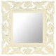 Sonata Ръчно резбовано огледало, бяло, 50x50 см, мангово дърво масив