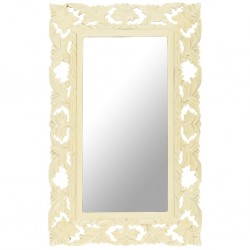 Sonata Ръчно резбовано огледало, бяло, 80x50 см, мангово дърво масив - Антре