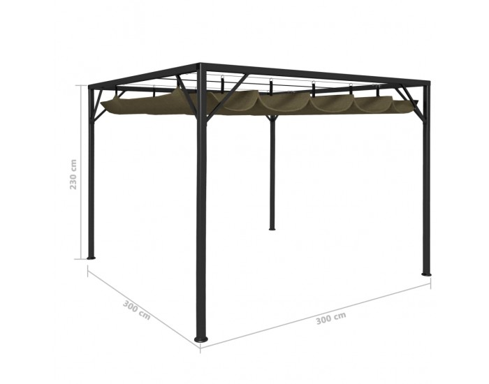 Sonata Градинска шатра с прибиращ се покрив, 3x3 м, таупе, 180 г/м²