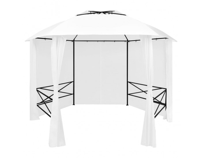 Sonata Градинска шатра със завеси, 360x312x265 см, бяла, 180 г/м²