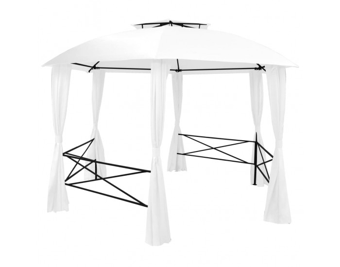 Sonata Градинска шатра със завеси, 360x312x265 см, бяла, 180 г/м²