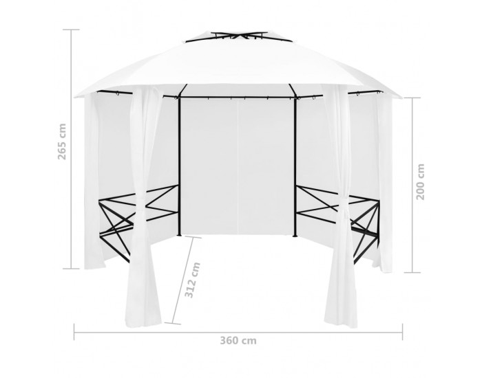 Sonata Градинска шатра със завеси, 360x312x265 см, бяла, 180 г/м²