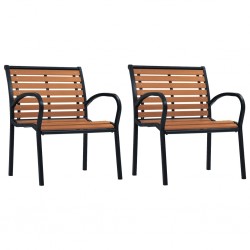 Sonata Градински столове, 2 бр, стомана и WPC, черно и кафяво - Градински столове