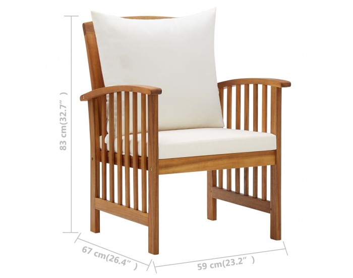 Sonata Градински столове с възглавници, 2 бр, акациево дърво масив