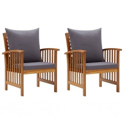 Sonata Градински столове с възглавници, 2 бр, акациево дърво масив - Градински столове