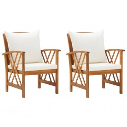 Sonata Градински столове с възглавници, 2 бр, акациево дърво масив - Градина