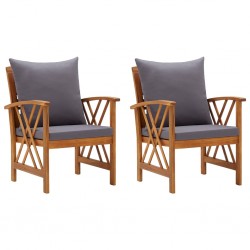 Sonata Градински столове с възглавници, 2 бр, акациево дърво масив - Градински столове