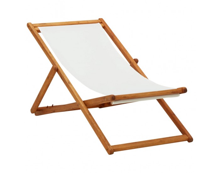 Sonata Сгъваем плажен стол, евкалиптово дърво и текстил, кремавобял