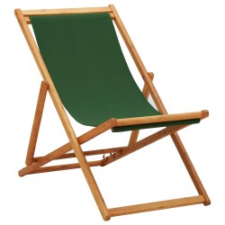 Sonata Сгъваем плажен стол, евкалиптово дърво и текстил, зелен - Къмпинг и туризъм