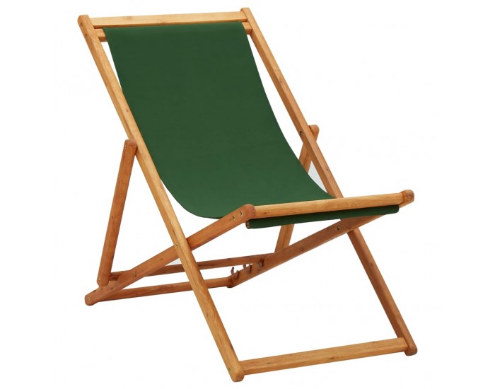 Sonata Сгъваем плажен стол, евкалиптово дърво и текстил, зелен