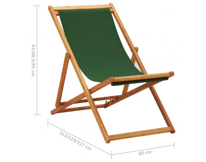 Sonata Сгъваем плажен стол, евкалиптово дърво и текстил, зелен