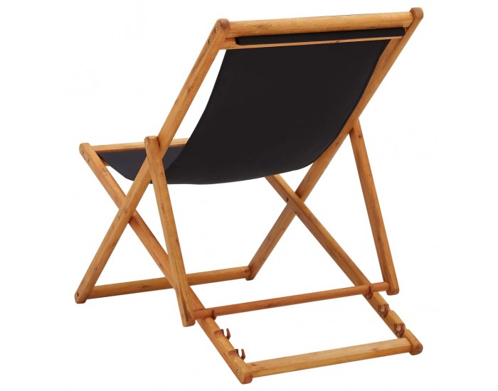 Sonata Сгъваем плажен стол, евкалиптово дърво и текстил, черен
