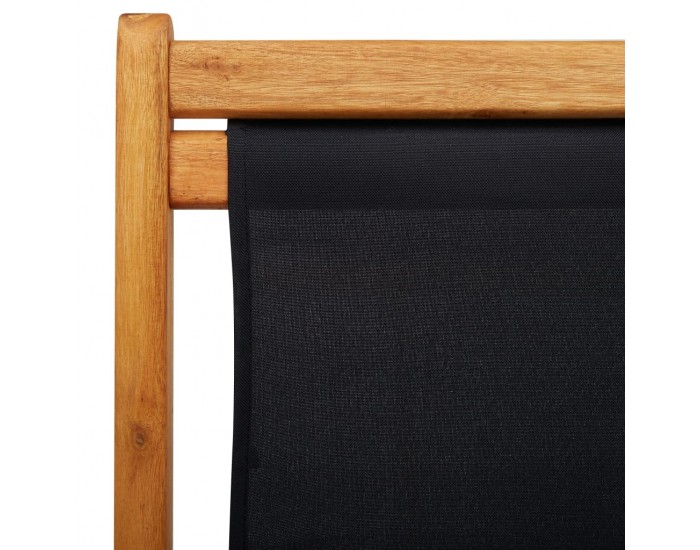 Sonata Сгъваем плажен стол, евкалиптово дърво и текстил, черен