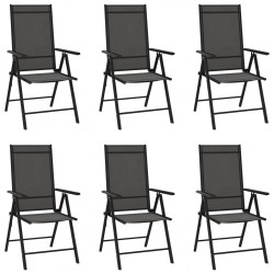 Sonata Сгъваеми градински столове, 6 бр, Textilene, черни - Градински столове