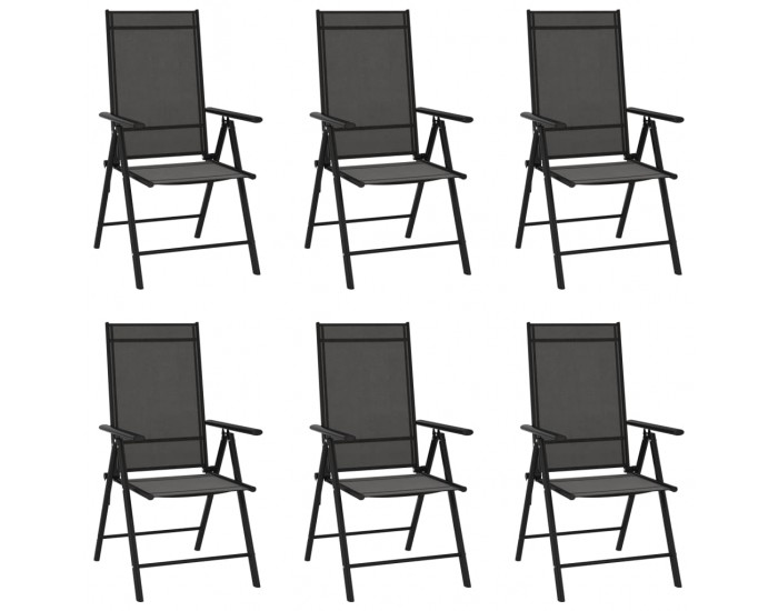 Sonata Сгъваеми градински столове, 6 бр, Textilene, черни