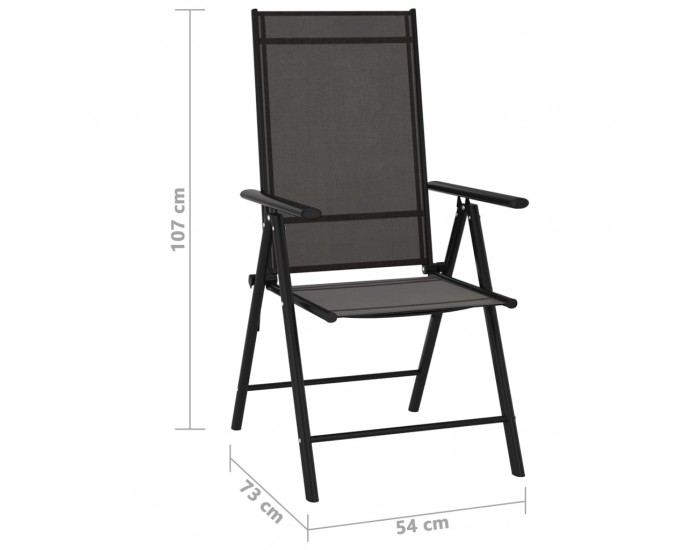 Sonata Сгъваеми градински столове, 6 бр, Textilene, черни