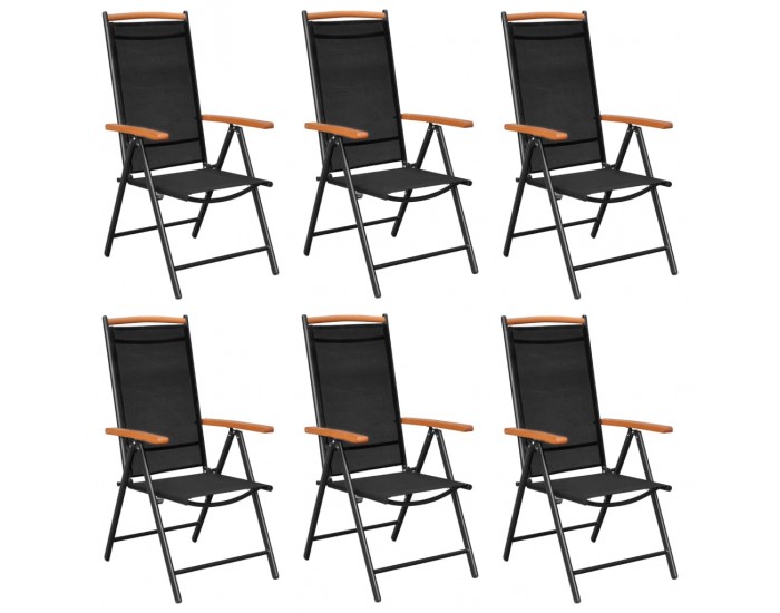 Sonata Сгъваеми градински столове, 6 бр, Textilene, черни