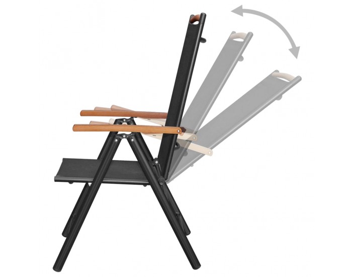 Sonata Сгъваеми градински столове, 6 бр, Textilene, черни