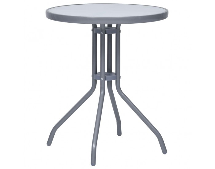 Sonata Градинска маса, светлосива, 60 см, стомана и стъкло