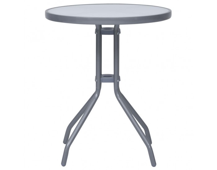 Sonata Градинска маса, светлосива, 60 см, стомана и стъкло
