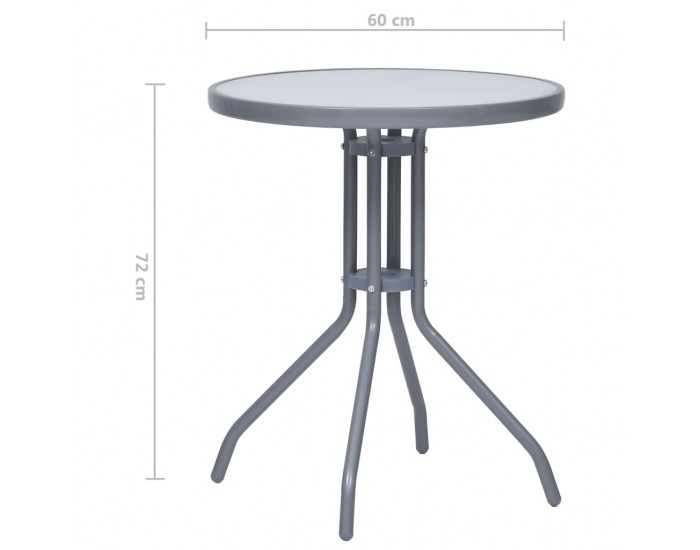 Sonata Градинска маса, светлосива, 60 см, стомана и стъкло