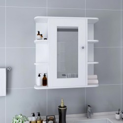 Sonata Шкаф с огледало за баня, бял, 66x17x63 см, МДФ - Шкафове за баня