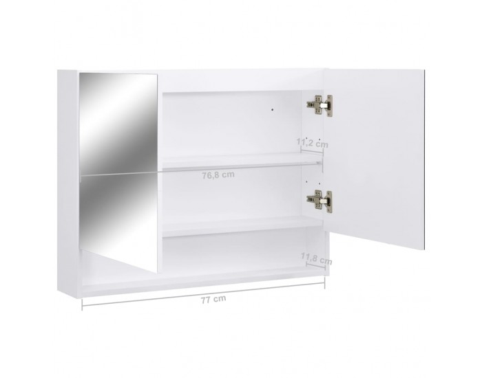 Sonata LED шкаф с огледало за баня, бял, 80x15x60 см, МДФ
