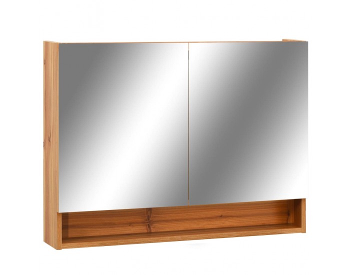 Sonata LED шкаф с огледало за баня, дъб, 80x15x60 см, МДФ