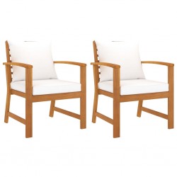 Sonata Градински столове, 2 бр, кремави възглавници, акация масив - Градина