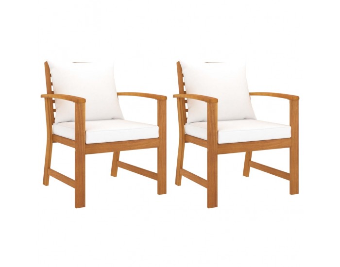 Sonata Градински столове, 2 бр, кремави възглавници, акация масив