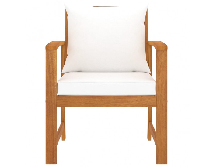 Sonata Градински столове, 2 бр, кремави възглавници, акация масив