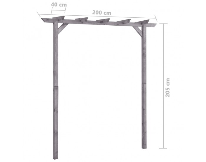Sonata Градинска пергола сива 200x40x205 см импрегнирано борово дърво