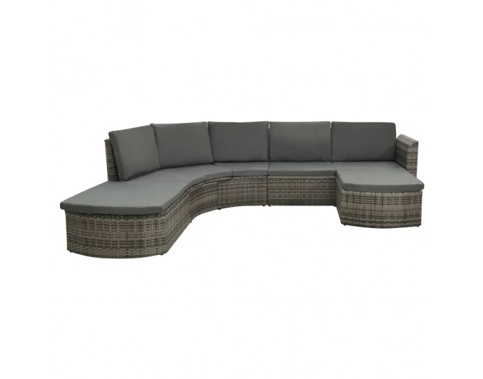 Sonata Градински лаундж комплект с възглавници 4 части полиратан сив