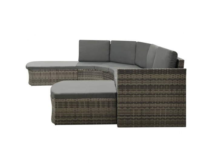 Sonata Градински лаундж комплект с възглавници 4 части полиратан сив