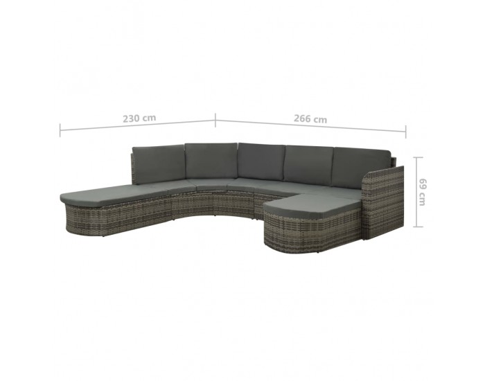 Sonata Градински лаундж комплект с възглавници 4 части полиратан сив