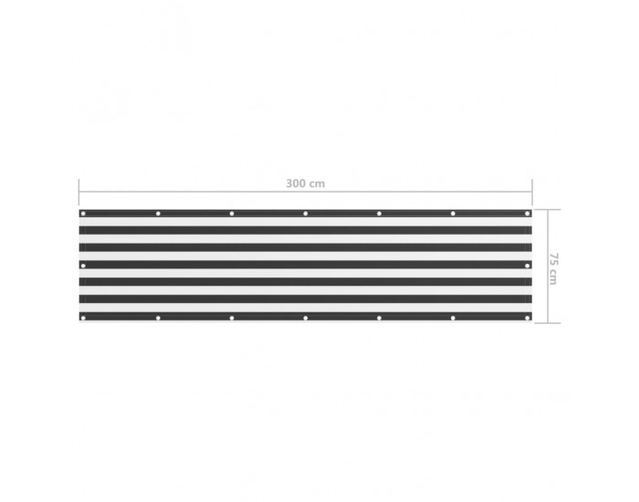 Sonata Балконски параван, антрацит и бяло, 75x300 см, оксфорд плат