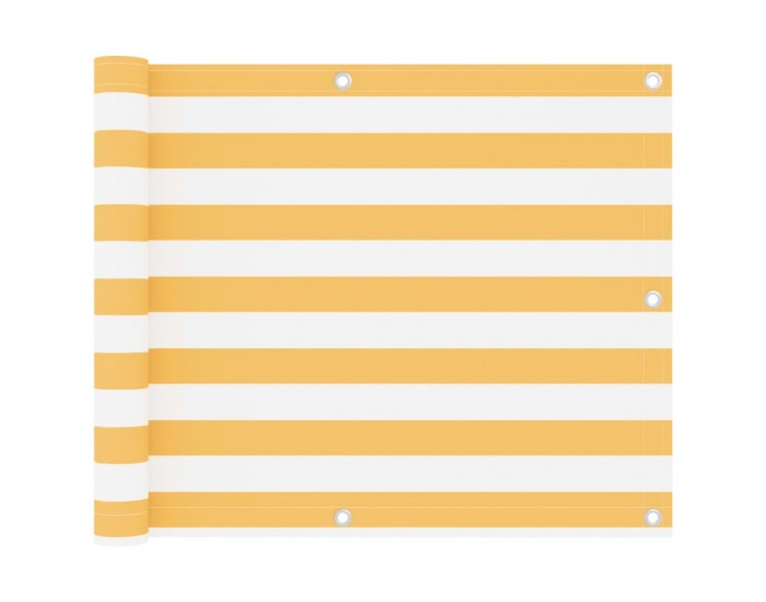 Sonata Балконски параван, бяло и жълто, 75x400 см, оксфорд плат