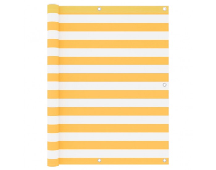 Sonata Балконски параван, бяло и жълто, 120x600 см, оксфорд плат