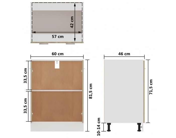 Sonata Долен шкаф, дъб сонома, 60x46x81,5 см, ПДЧ