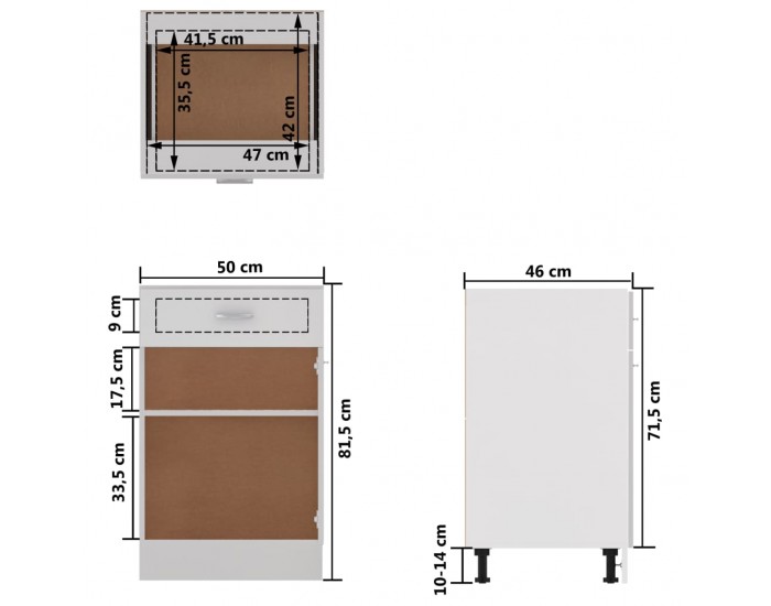 Sonata Долен шкаф с чекмедже, бял, 50x46x81,5 см, ПДЧ