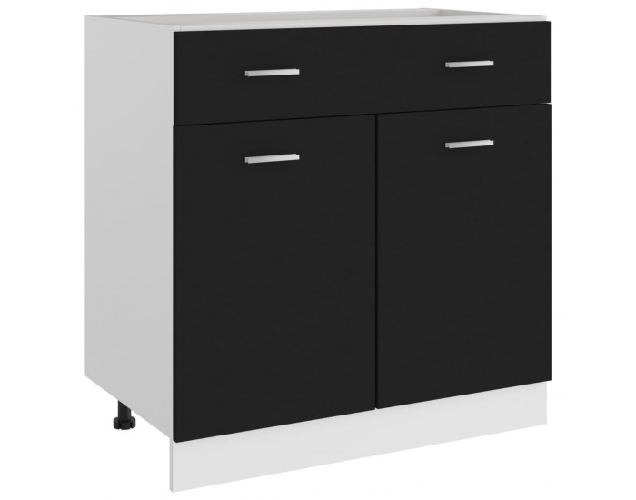 Sonata Долен шкаф с чекмедже, черен, 80x46x81,5 см, ПДЧ