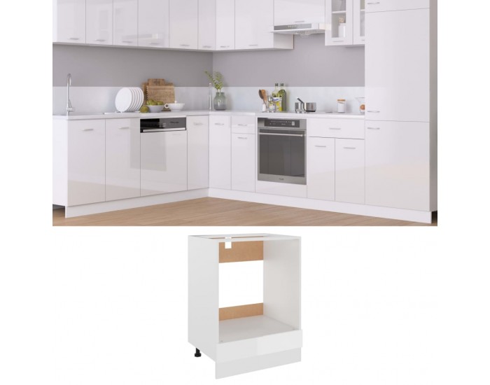 Sonata Шкаф за фурна, бял гланц, 60x46x81,5 см, ПДЧ