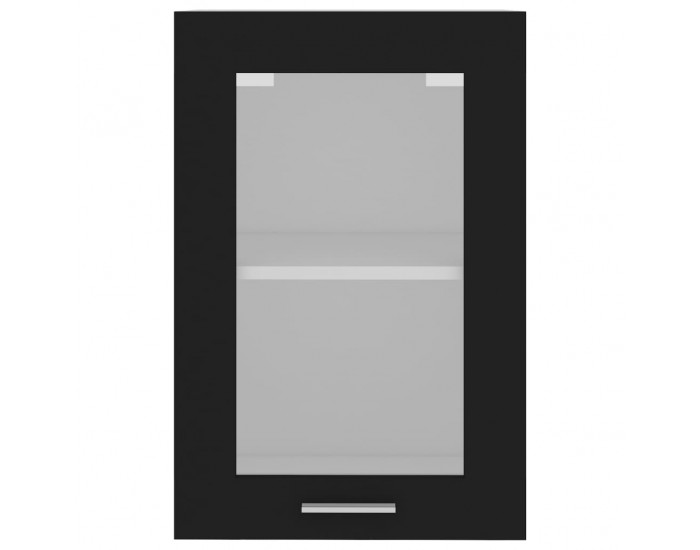 Sonata Висящ стъклен шкаф, черен, 40x31x60 см, ПДЧ