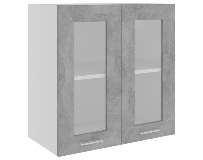 Sonata Висящ стъклен шкаф, бетонно сив, 60x31x60 см, ПДЧ