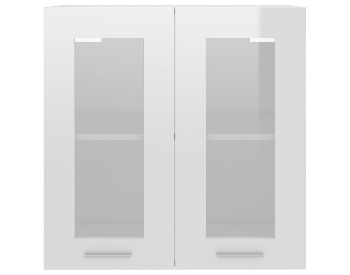 Sonata Висящ стъклен шкаф, бял гланц, 60x31x60 см, ПДЧ