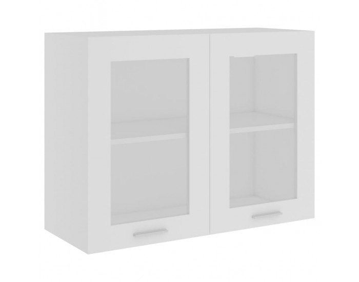 Sonata Висящ стъклен шкаф, бял, 80x31x60 см, ПДЧ